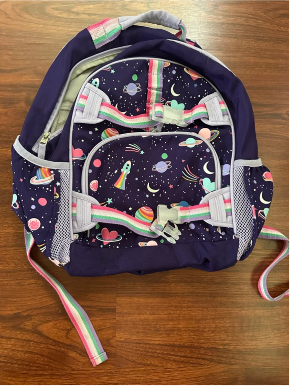 Pottery Barn Kids Mackenzie Rainbow Heart Galaxy Backpack
